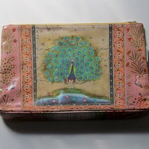 Peacock vinyl clutch bag